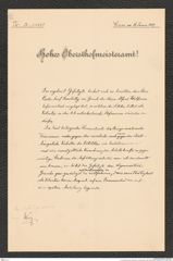 k.k. naturhistorisches Hofmuseum, Intendanzakten 1885-1896 (Hauer), Aktenzahl Z.20.c/1889, Seite 1